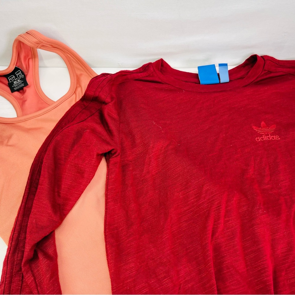 Adidas Red Long Sleeve‎ Tee and Orange PE Nation razor back tank top